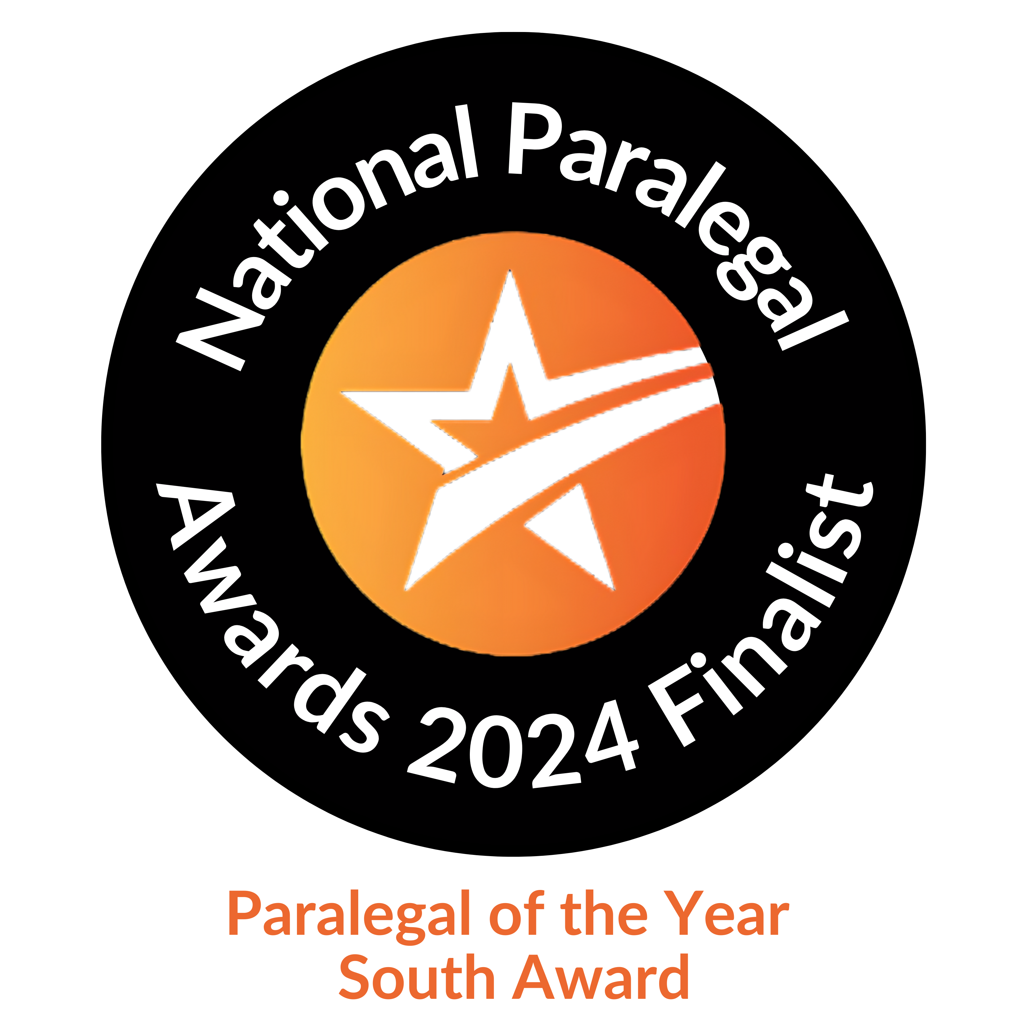 NPA finalist - Paralegal of the year south award badge